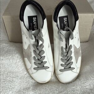 Golden Goose White and Gray Sneakers